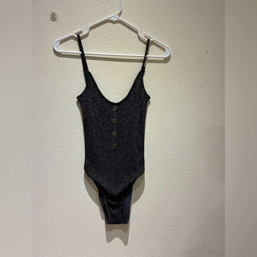 Moeva Women’s One Piece Swimsuit Shimmer Sparkle Brown Sz XS Maximalist Glitter